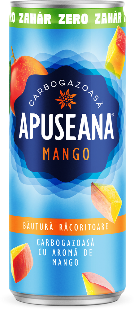 Apă aromatizată carbogazoasă la doză cu gust de mango 0.33L