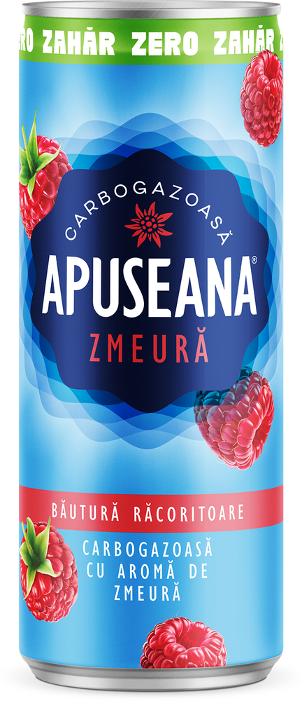 Apă aromatizată carbogazoasă la doză cu gust de zmeură 0.33L