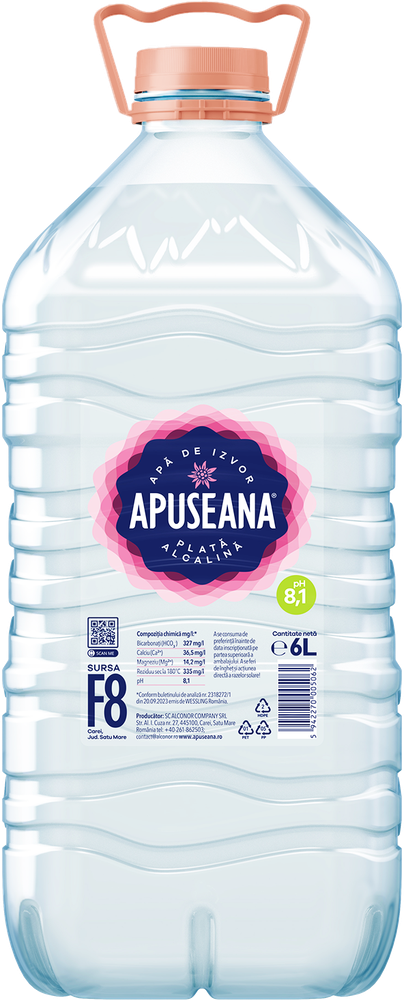Apuseana Apă de izvor plată, alcalină 6L